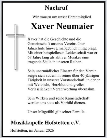 Nachruf Xaver Neumaier